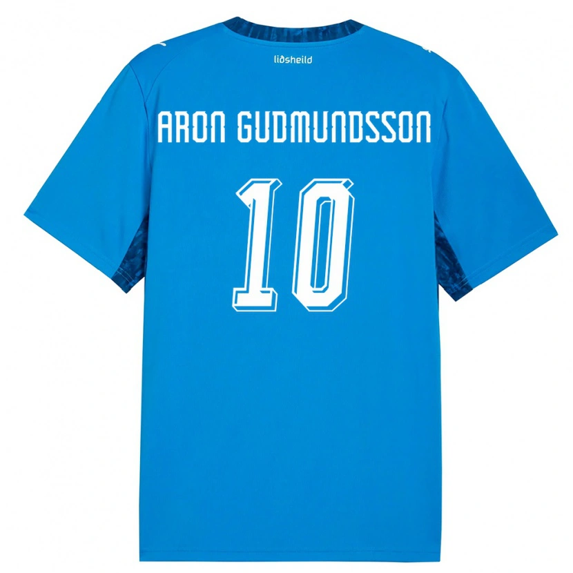 Danxen Kvinnor Island Eggert Aron Gudmundsson #10 Blå Marin Hemmatröja Matchtröjor 26-28 Tröjor T-Tröja