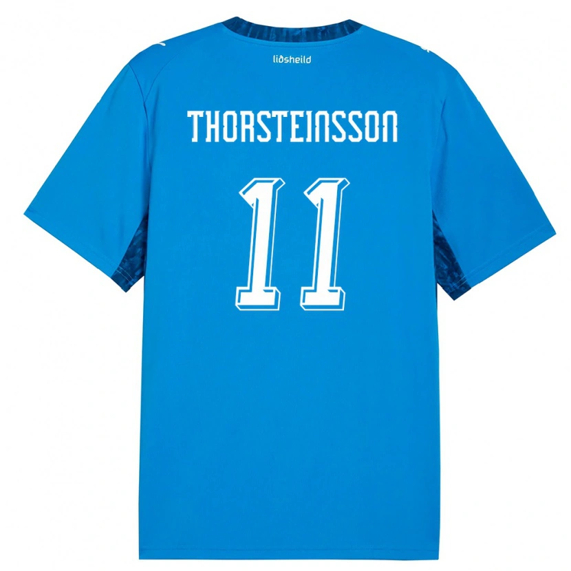 Danxen Kvinnor Island Jón Dagur Thorsteinsson #11 Blå Marin Hemmatröja Matchtröjor 26-28 Tröjor T-Tröja