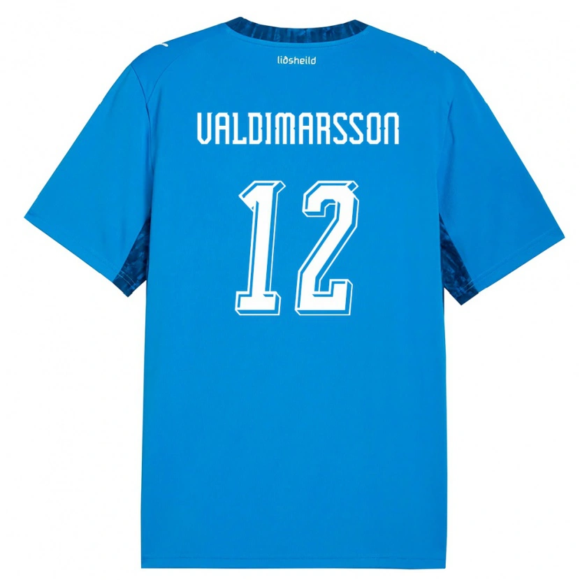 Danxen Kvinnor Island Hákon Valdimarsson #12 Blå Marin Hemmatröja Matchtröjor 26-28 Tröjor T-Tröja