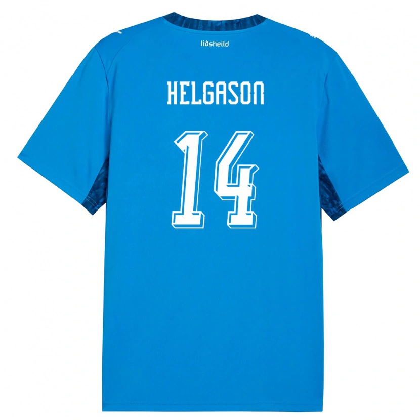 Danxen Kvinnor Island Thórir Jóhann Helgason #14 Blå Marin Hemmatröja Matchtröjor 26-28 Tröjor T-Tröja