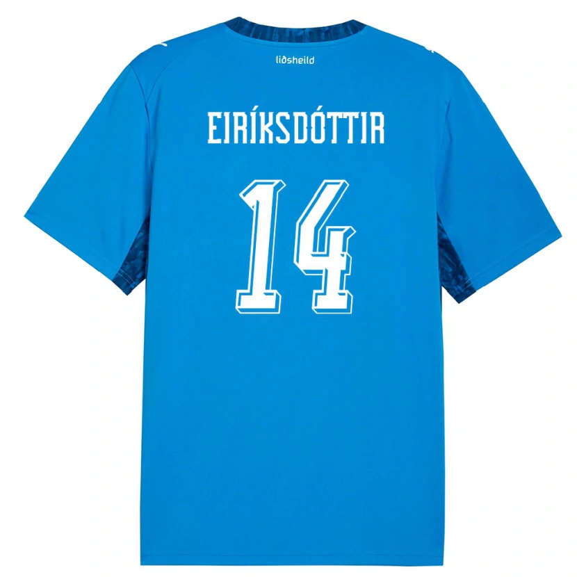 Danxen Kvinnor Island Hlín Eiríksdóttir #14 Blå Marin Hemmatröja Matchtröjor 26-28 Tröjor T-Tröja