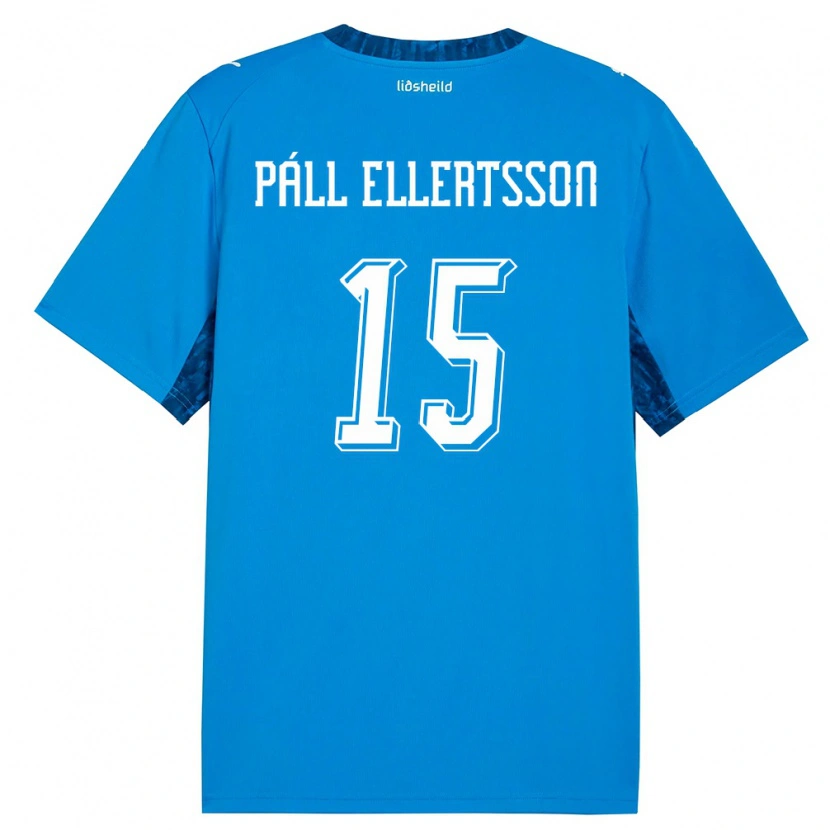 Danxen Kvinnor Island Markús Páll Ellertsson #15 Blå Marin Hemmatröja Matchtröjor 26-28 Tröjor T-Tröja
