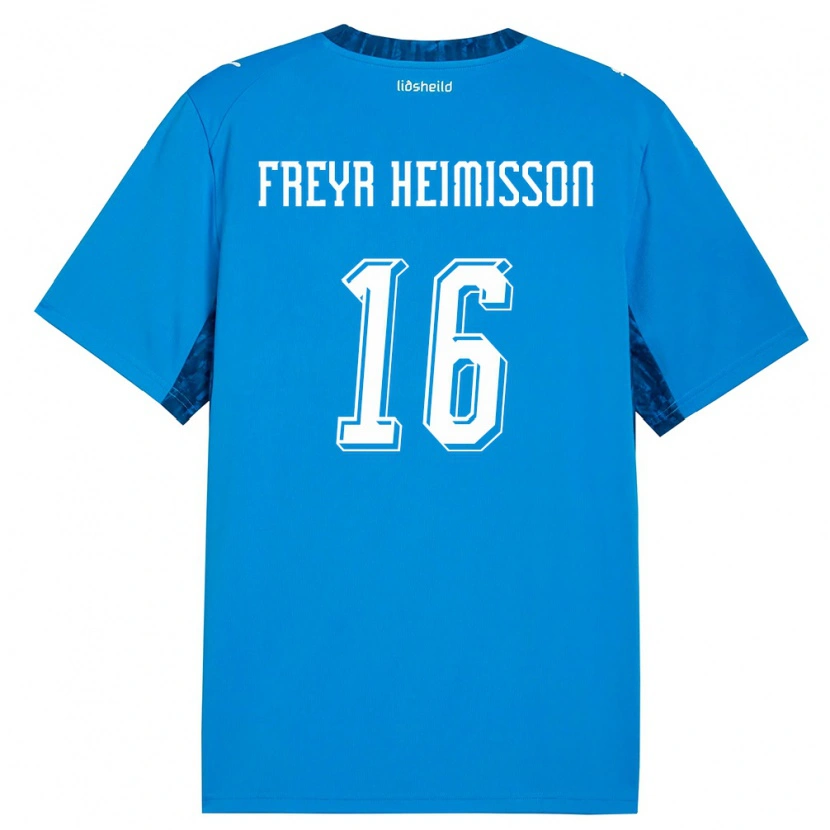 Danxen Kvinnor Island Aron Freyr Heimisson #16 Blå Marin Hemmatröja Matchtröjor 26-28 Tröjor T-Tröja