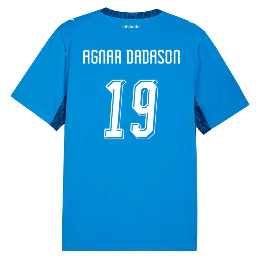 Danxen Kvinnor Island Róbert Agnar Dadason #19 Blå Marin Hemmatröja Matchtröjor 26-28 Tröjor T-Tröja
