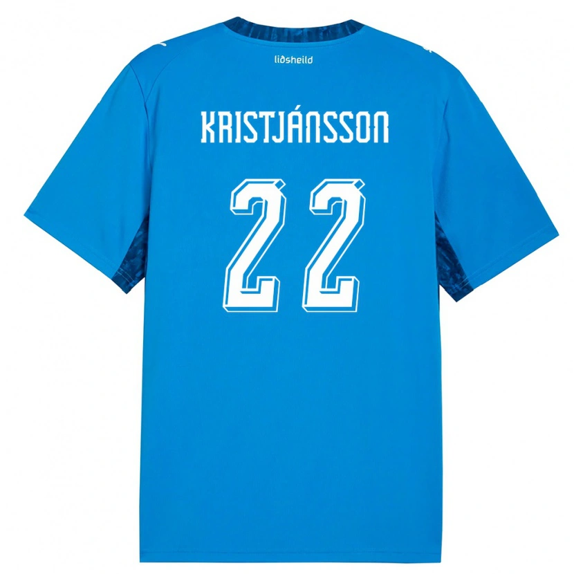 Danxen Kvinnor Island Daníel Freyr Kristjánsson #22 Blå Marin Hemmatröja Matchtröjor 26-28 Tröjor T-Tröja