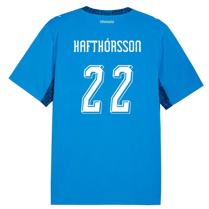 Danxen Kvinnor Island Gestur Alexander Hafthórsson #22 Blå Marin Hemmatröja Matchtröjor 26-28 Tröjor T-Tröja