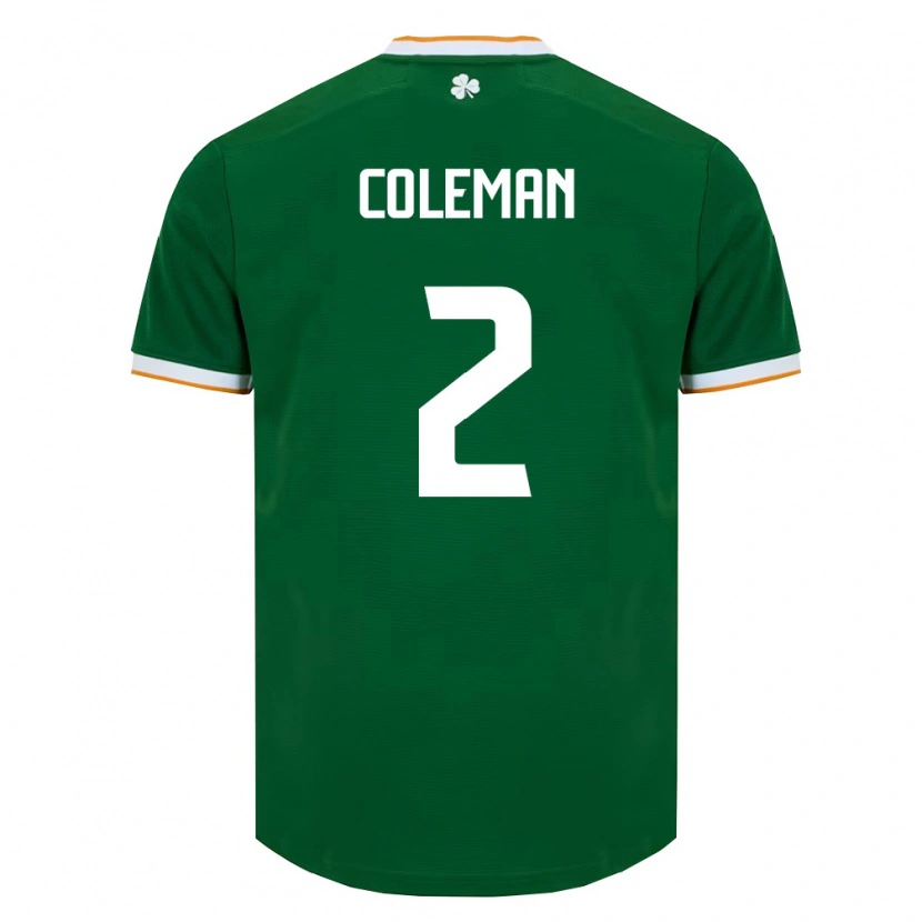 Danxen Kvinnor Irland Séamus Coleman #2 Mörk Grön Vit Hemmatröja Matchtröjor 26-28 Tröjor T-Tröja