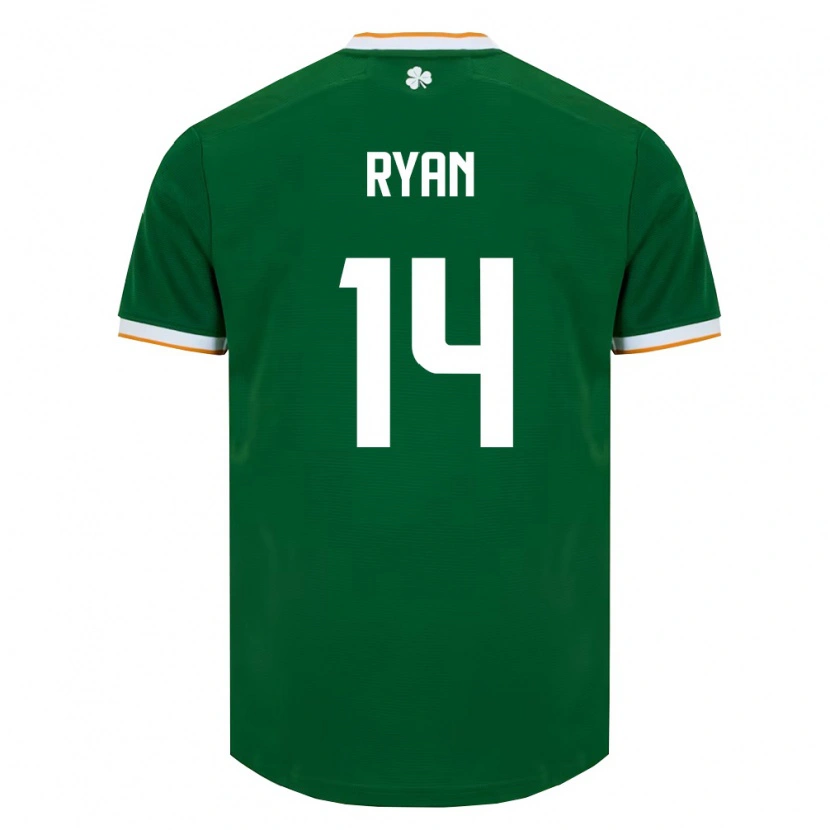 Danxen Kvinnor Irland John Ryan #14 Mörk Grön Vit Hemmatröja Matchtröjor 26-28 Tröjor T-Tröja