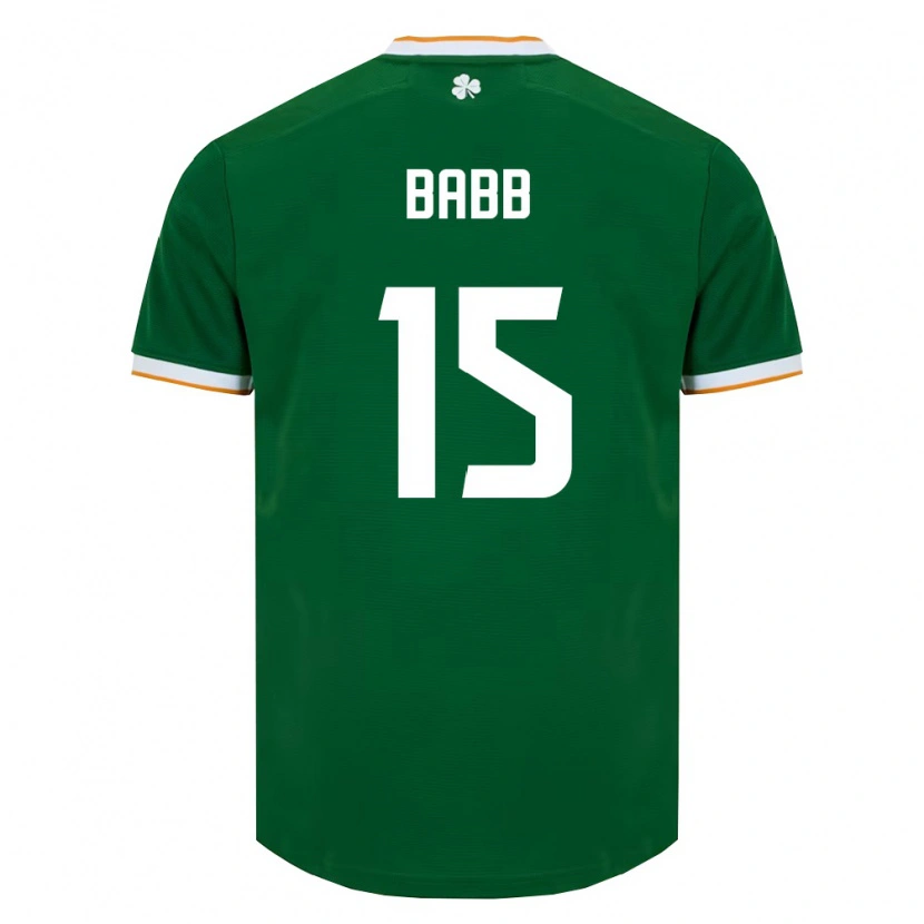 Danxen Kvinnor Irland Daniel Babb #15 Mörk Grön Vit Hemmatröja Matchtröjor 26-28 Tröjor T-Tröja