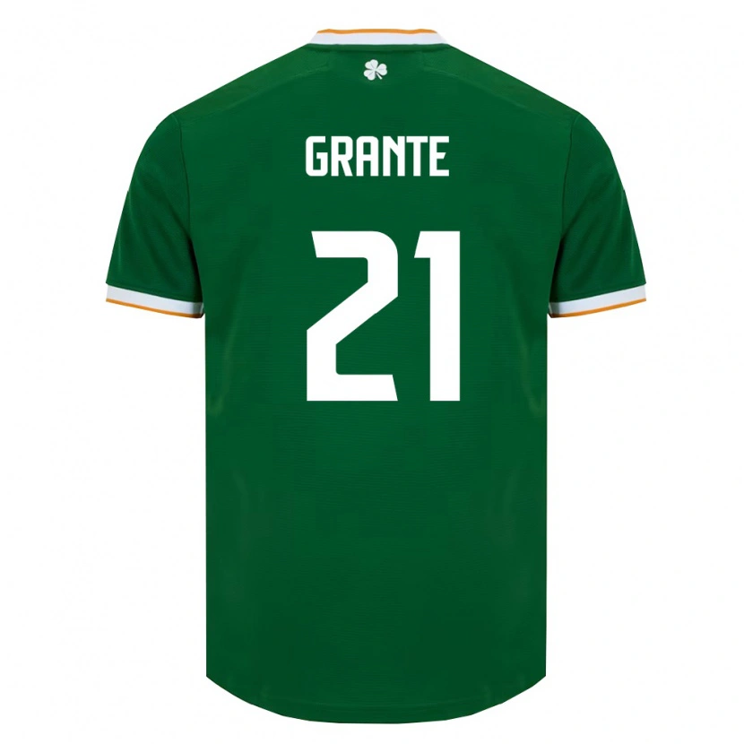 Danxen Kvinnor Irland Jake Grante #21 Mörk Grön Vit Hemmatröja Matchtröjor 26-28 Tröjor T-Tröja