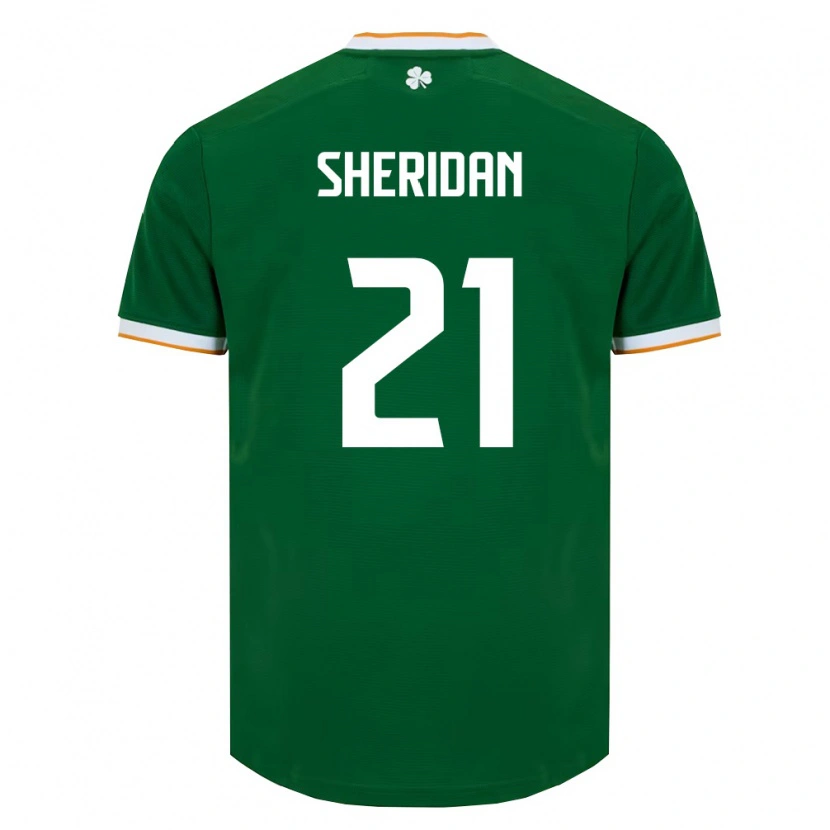 Danxen Kvinnor Irland Corey Sheridan #21 Mörk Grön Vit Hemmatröja Matchtröjor 26-28 Tröjor T-Tröja
