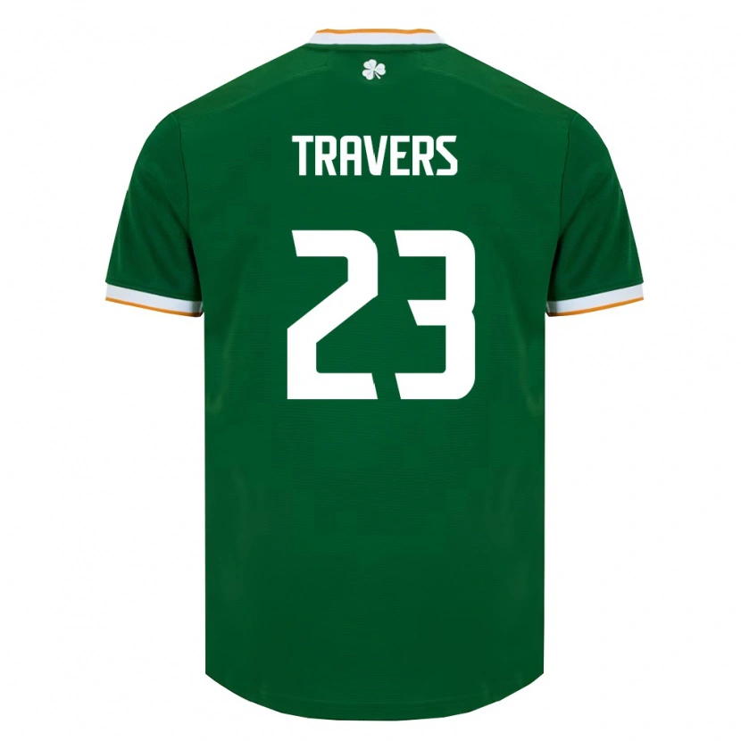 Danxen Kvinnor Irland Mark Travers #23 Mörk Grön Vit Hemmatröja Matchtröjor 26-28 Tröjor T-Tröja