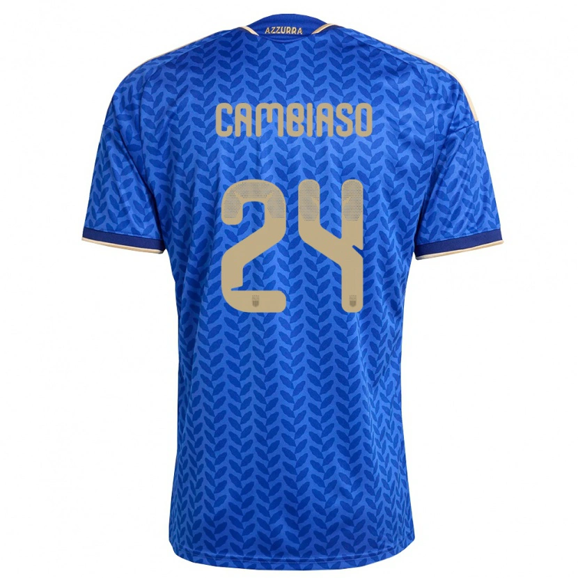 Danxen Kvinnor Italien Andrea Cambiaso #24 Blå Marin Guld Hemmatröja Matchtröjor 26-28 Tröjor T-Tröja