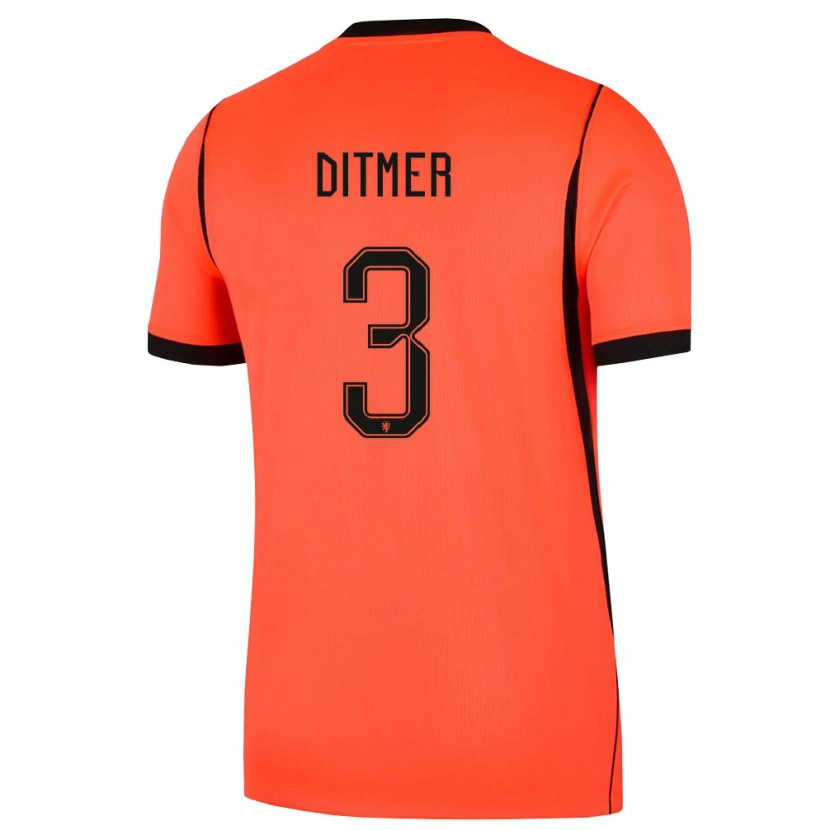 Danxen Kvinnor Nederländerna Sébas Ditmer #3 Orange Svart Hemmatröja Matchtröjor 26-28 Tröjor T-Tröja