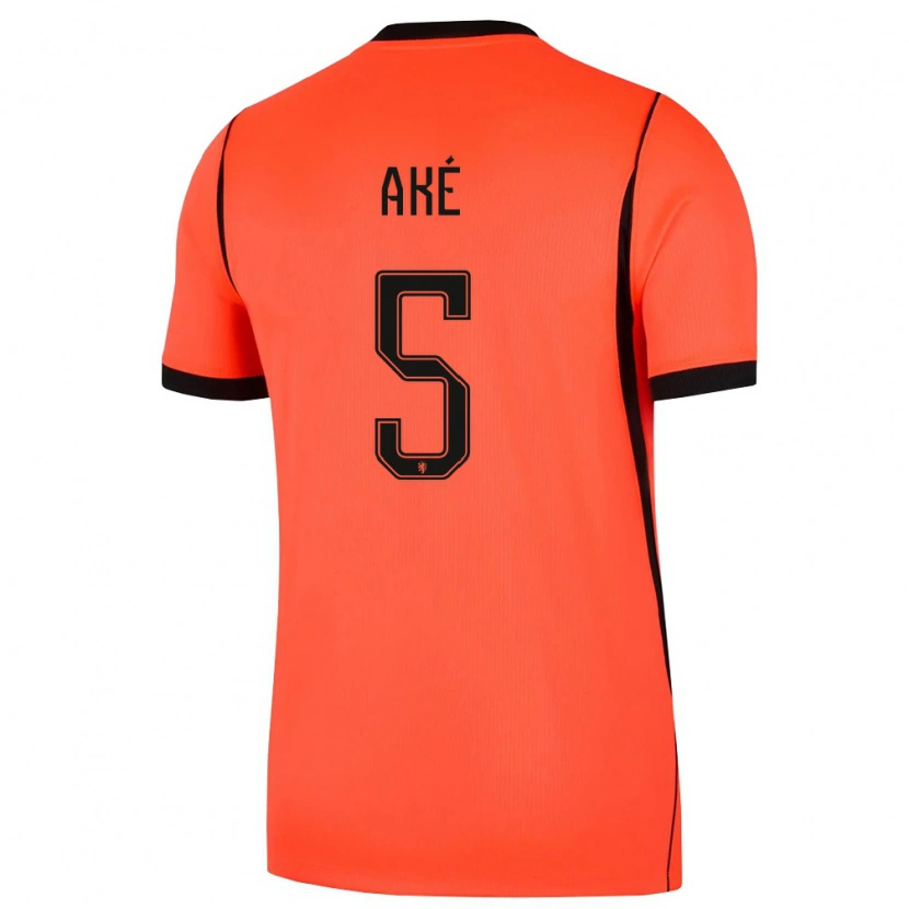 Danxen Kvinnor Nederländerna Nathan Aké #5 Orange Svart Hemmatröja Matchtröjor 26-28 Tröjor T-Tröja