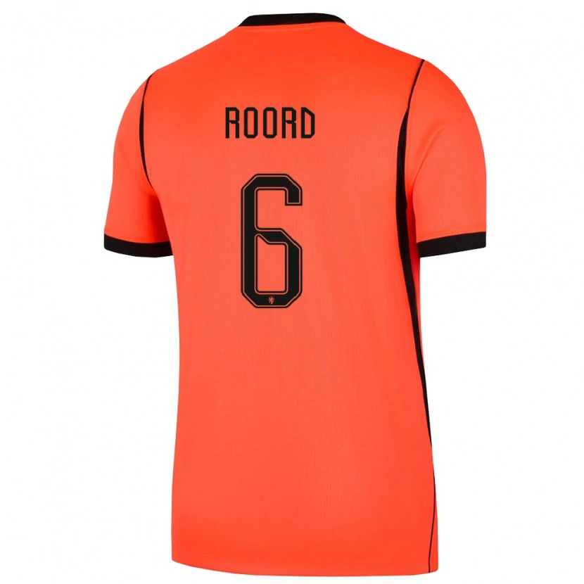 Danxen Kvinnor Nederländerna Jill Roord #6 Orange Svart Hemmatröja Matchtröjor 26-28 Tröjor T-Tröja