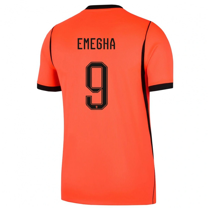 Danxen Kvinnor Nederländerna Emmanuel Emegha #9 Orange Svart Hemmatröja Matchtröjor 26-28 Tröjor T-Tröja