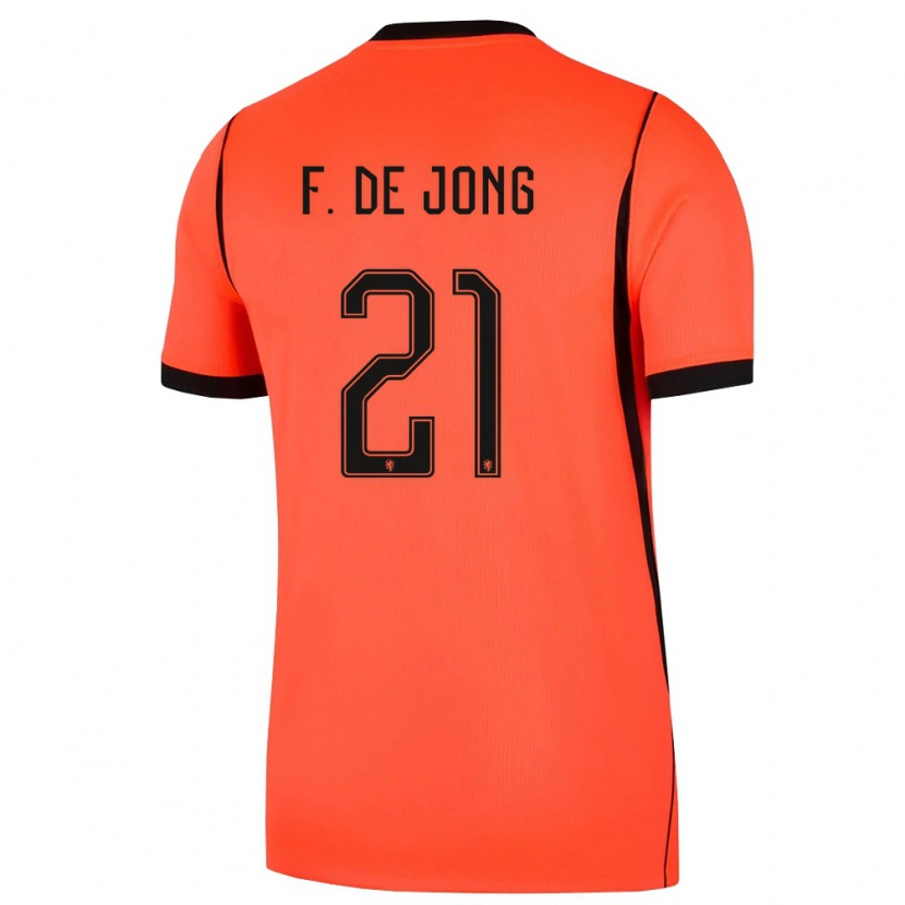 Danxen Kvinnor Nederländerna Frenkie De Jong #21 Orange Svart Hemmatröja Matchtröjor 26-28 Tröjor T-Tröja