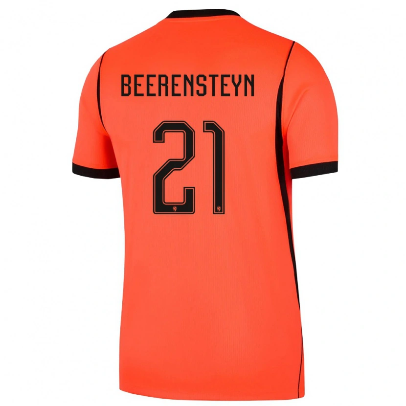 Danxen Kvinnor Nederländerna Lineth Beerensteyn #21 Orange Svart Hemmatröja Matchtröjor 26-28 Tröjor T-Tröja