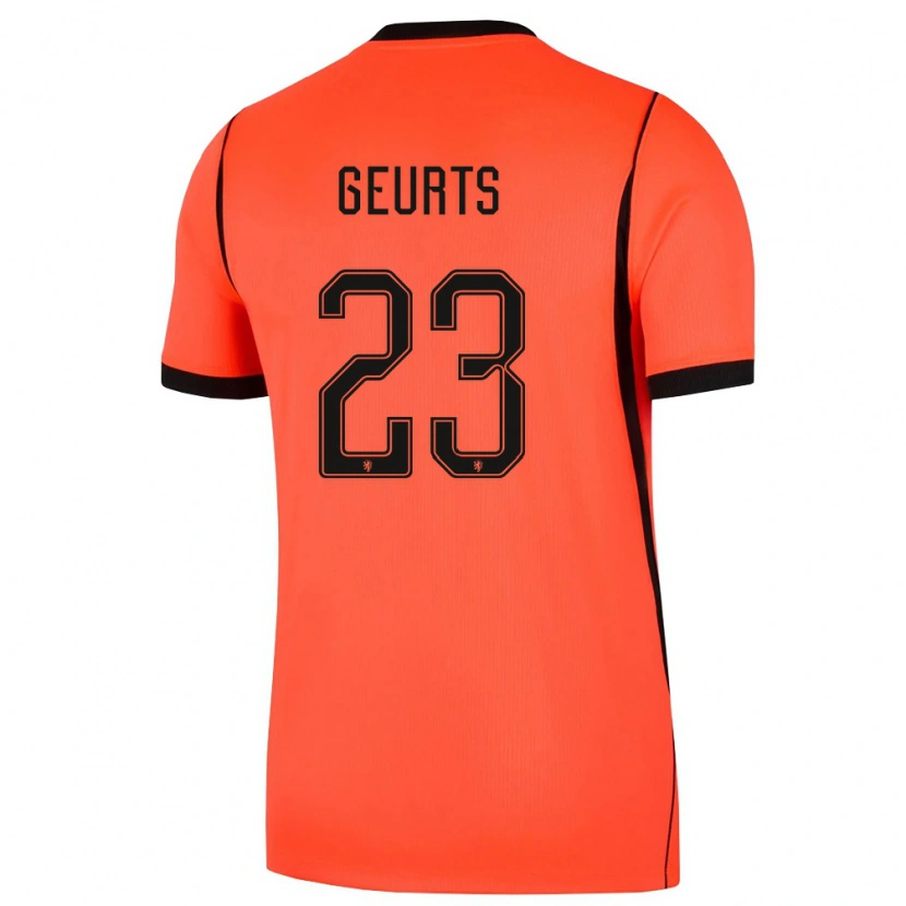 Danxen Kvinnor Nederländerna Loes Geurts #23 Orange Svart Hemmatröja Matchtröjor 26-28 Tröjor T-Tröja