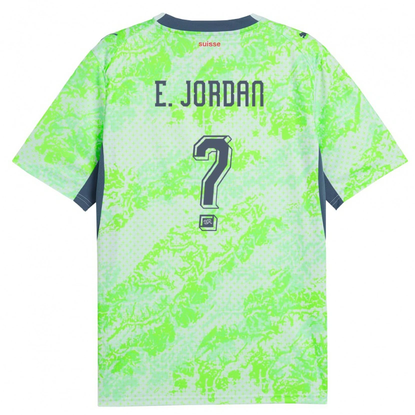 Danxen Kvinnor Schweiz Eliah Jordan #0 Grön Marin Bortatröja Matchtröjor 26-28 Tröjor T-Tröja