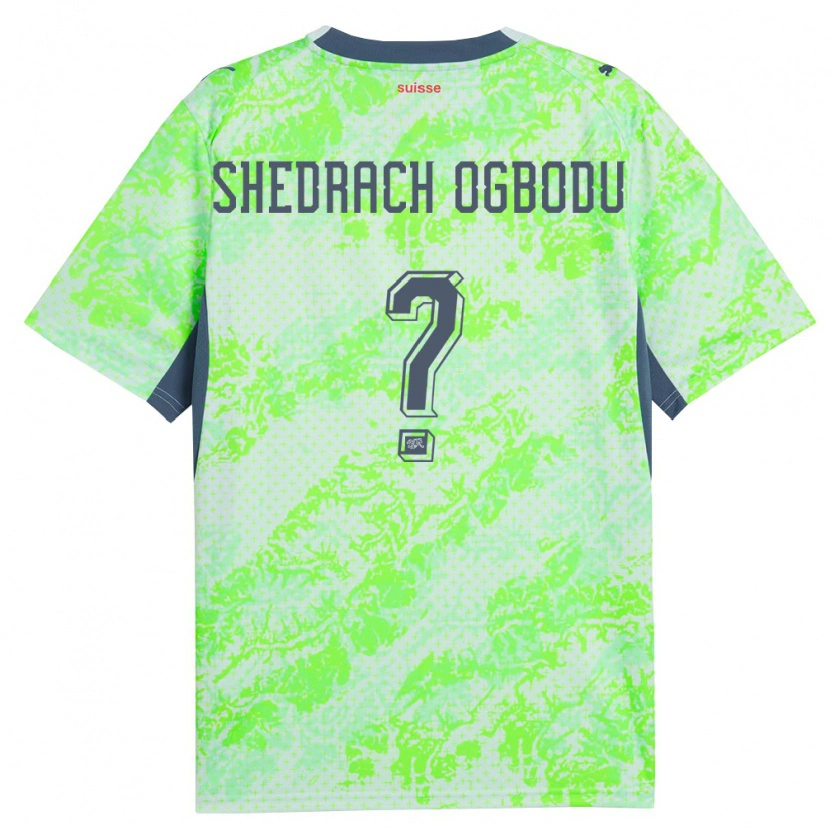 Danxen Kvinnor Schweiz Shedrach Ogbodu #0 Grön Marin Bortatröja Matchtröjor 26-28 Tröjor T-Tröja