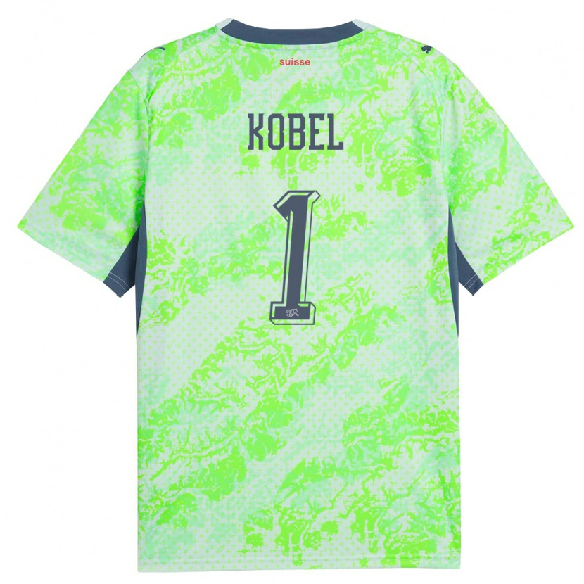 Danxen Kvinnor Schweiz Gregor Kobel #1 Grön Marin Bortatröja Matchtröjor 26-28 Tröjor T-Tröja