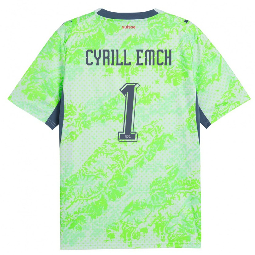 Danxen Kvinnor Schweiz Cyrill Emch #1 Grön Marin Bortatröja Matchtröjor 26-28 Tröjor T-Tröja