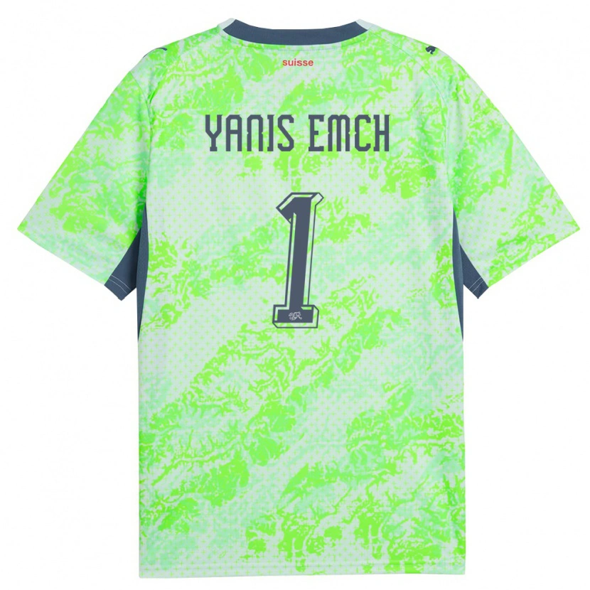 Danxen Kvinnor Schweiz Yanis Emch #1 Grön Marin Bortatröja Matchtröjor 26-28 Tröjor T-Tröja