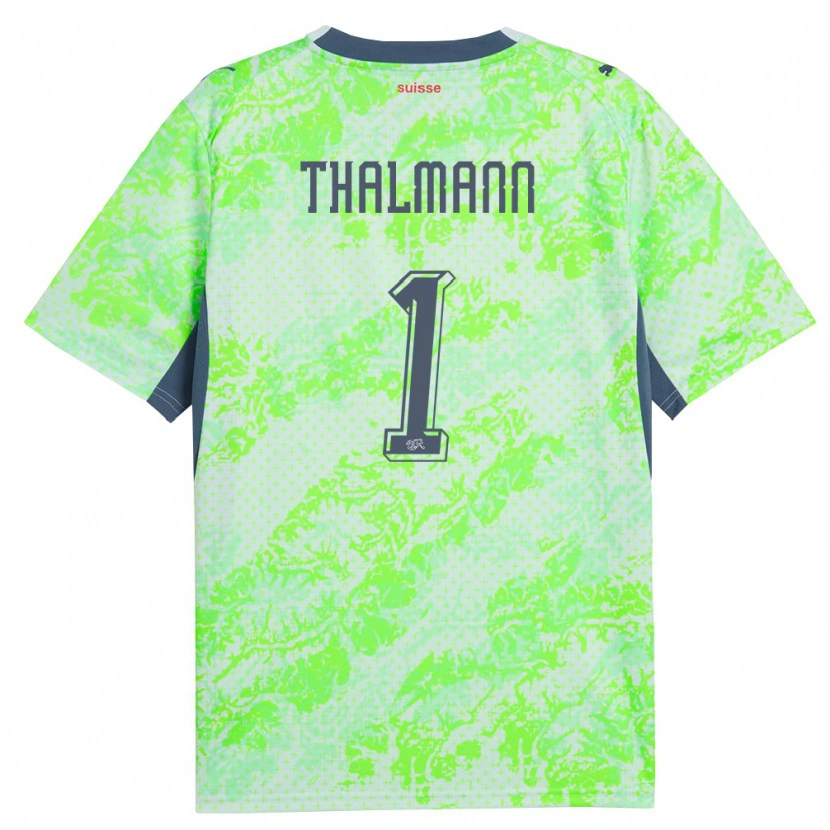 Danxen Kvinnor Schweiz Gaelle Thalmann #1 Grön Marin Bortatröja Matchtröjor 26-28 Tröjor T-Tröja