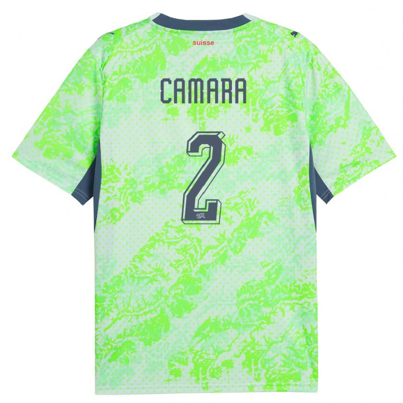 Danxen Kvinnor Schweiz Sambou Camara #2 Grön Marin Bortatröja Matchtröjor 26-28 Tröjor T-Tröja