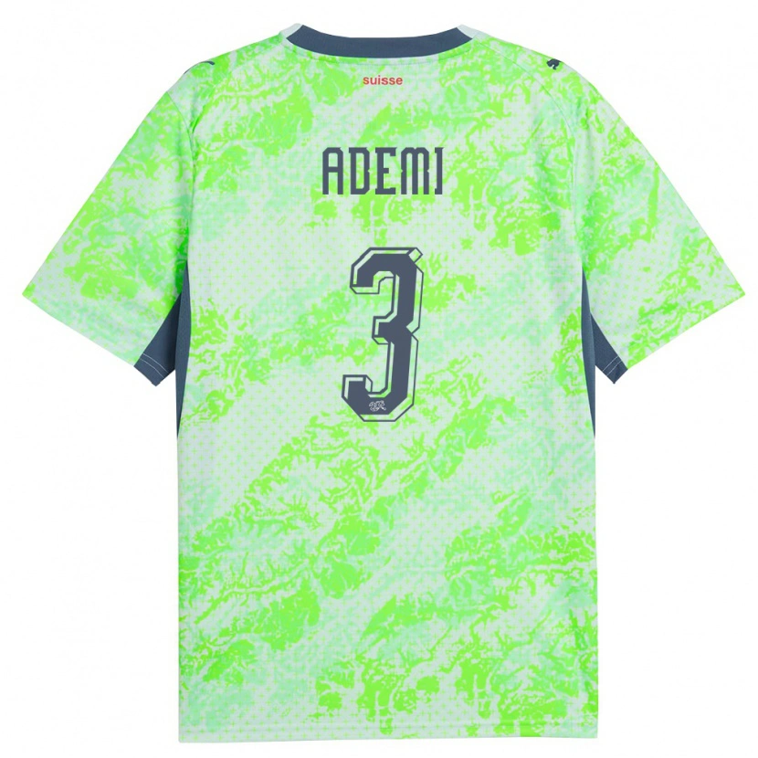 Danxen Kvinnor Schweiz Arnis Ademi #3 Grön Marin Bortatröja Matchtröjor 26-28 Tröjor T-Tröja