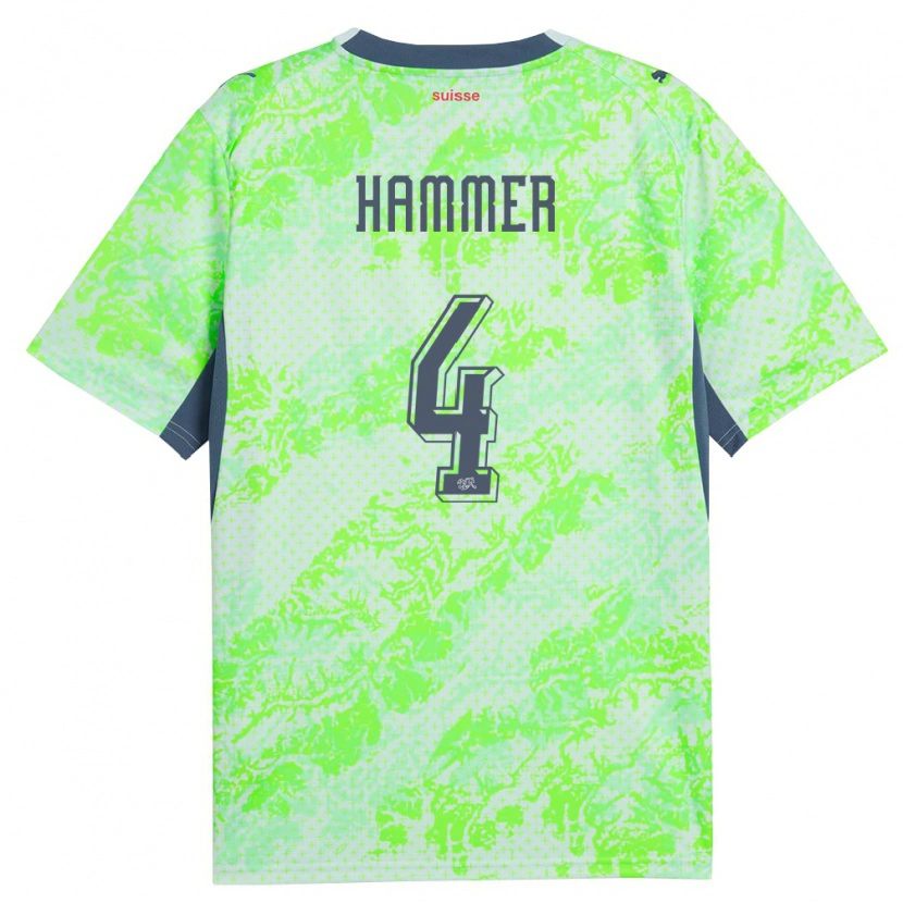 Danxen Kvinnor Schweiz Pascal Hammer #4 Grön Marin Bortatröja Matchtröjor 26-28 Tröjor T-Tröja