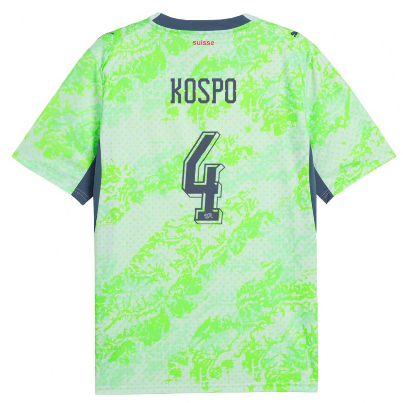 Danxen Kvinnor Schweiz Eman Kospo #4 Grön Marin Bortatröja Matchtröjor 26-28 Tröjor T-Tröja