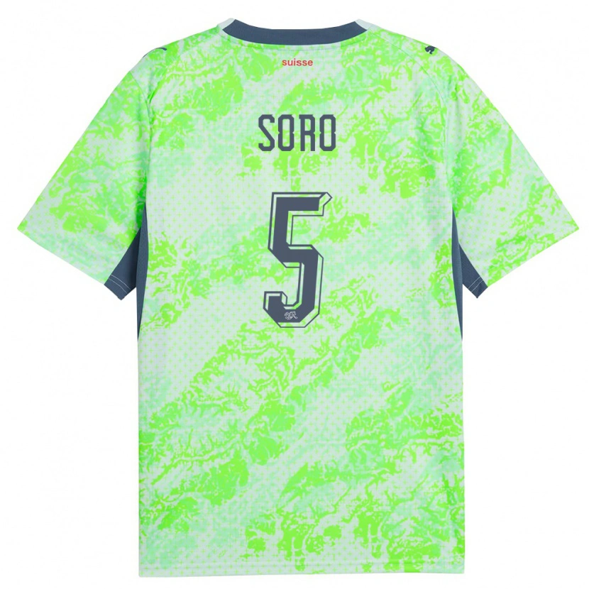 Danxen Kvinnor Schweiz Brillani Soro #5 Grön Marin Bortatröja Matchtröjor 26-28 Tröjor T-Tröja