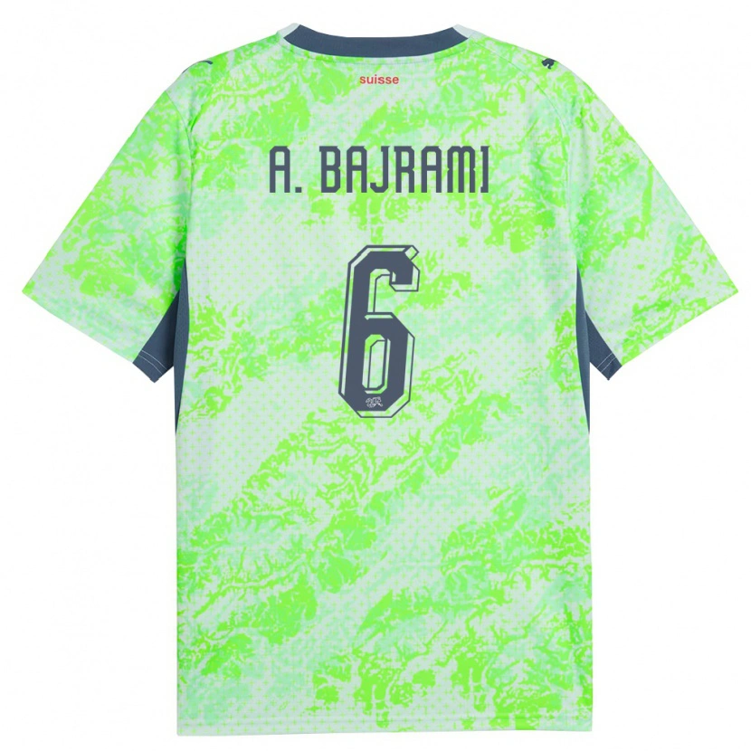 Danxen Kvinnor Schweiz Adrian Bajrami #6 Grön Marin Bortatröja Matchtröjor 26-28 Tröjor T-Tröja