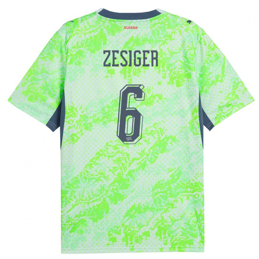 Danxen Kvinnor Schweiz Navin Zesiger #6 Grön Marin Bortatröja Matchtröjor 26-28 Tröjor T-Tröja