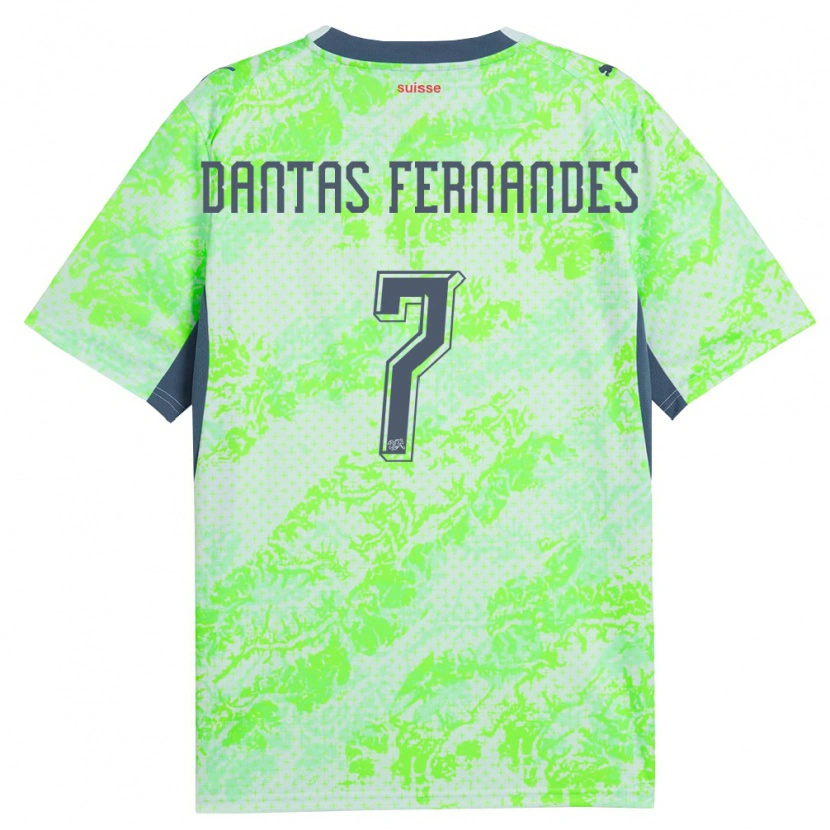 Danxen Kvinnor Schweiz Ronaldo Dantas Fernandes #7 Grön Marin Bortatröja Matchtröjor 26-28 Tröjor T-Tröja