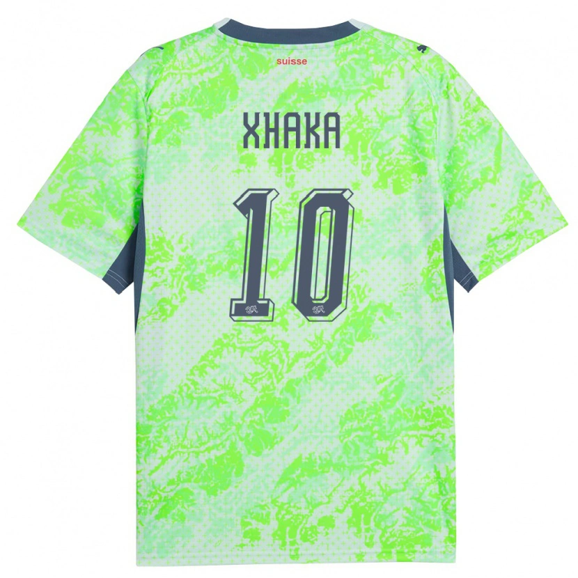 Danxen Kvinnor Schweiz Granit Xhaka #10 Grön Marin Bortatröja Matchtröjor 26-28 Tröjor T-Tröja