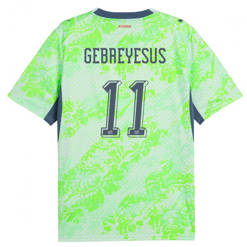 Danxen Kvinnor Schweiz Esey Gebreyesus #11 Grön Marin Bortatröja Matchtröjor 26-28 Tröjor T-Tröja