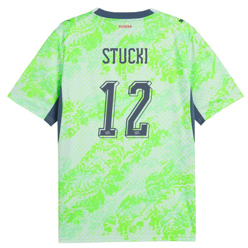 Danxen Kvinnor Schweiz Jayden Stucki #12 Grön Marin Bortatröja Matchtröjor 26-28 Tröjor T-Tröja