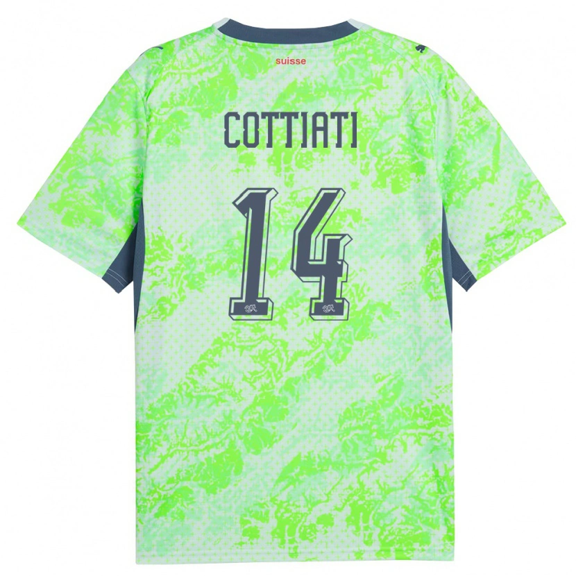 Danxen Kvinnor Schweiz Maceo Cottiati #14 Grön Marin Bortatröja Matchtröjor 26-28 Tröjor T-Tröja