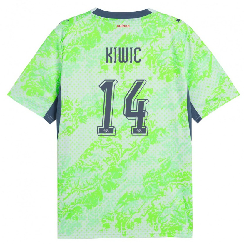 Danxen Kvinnor Schweiz Rahel Kiwic #14 Grön Marin Bortatröja Matchtröjor 26-28 Tröjor T-Tröja