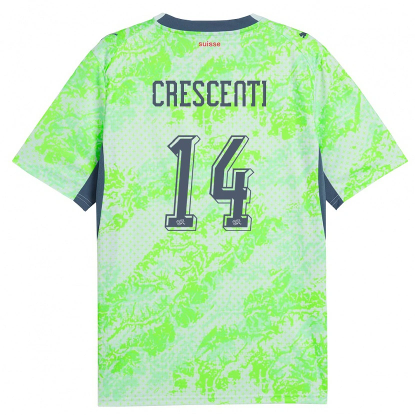 Danxen Kvinnor Schweiz Federico Crescenti #14 Grön Marin Bortatröja Matchtröjor 26-28 Tröjor T-Tröja