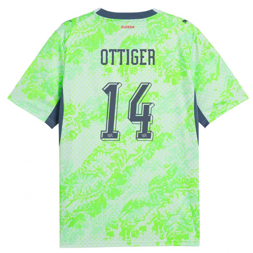 Danxen Kvinnor Schweiz Severin Ottiger #14 Grön Marin Bortatröja Matchtröjor 26-28 Tröjor T-Tröja