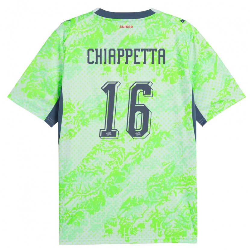 Danxen Kvinnor Schweiz Carmine Chiappetta #16 Grön Marin Bortatröja Matchtröjor 26-28 Tröjor T-Tröja