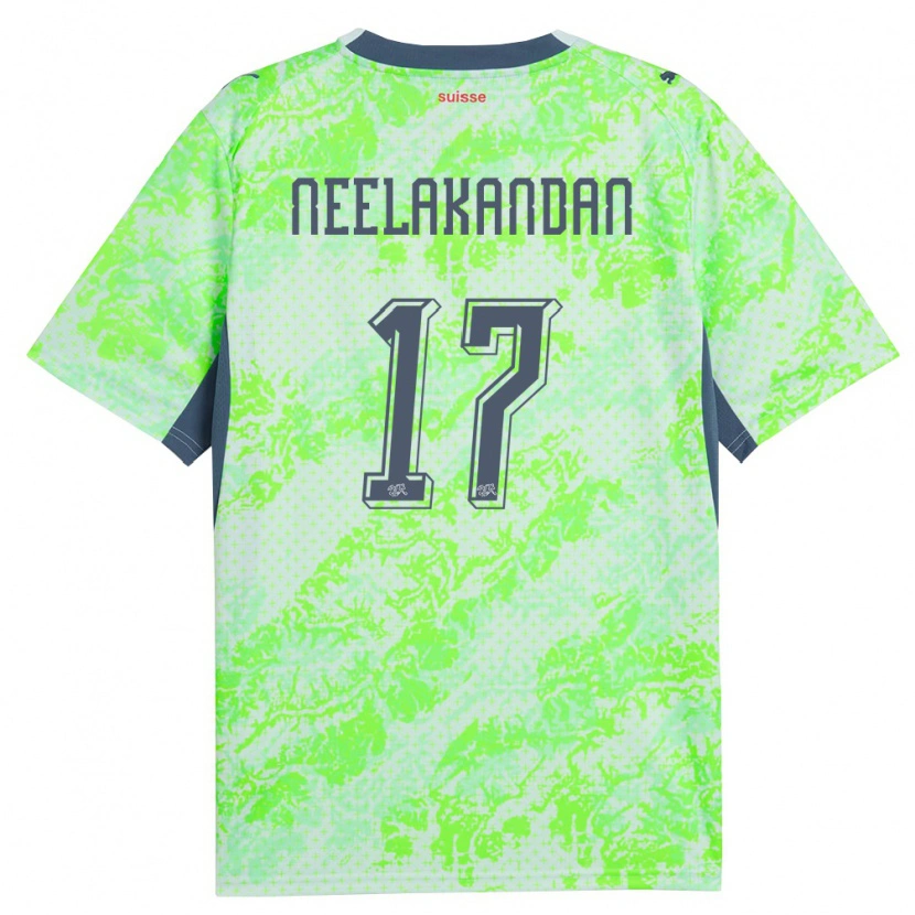 Danxen Kvinnor Schweiz Ranjan Neelakandan #17 Grön Marin Bortatröja Matchtröjor 26-28 Tröjor T-Tröja