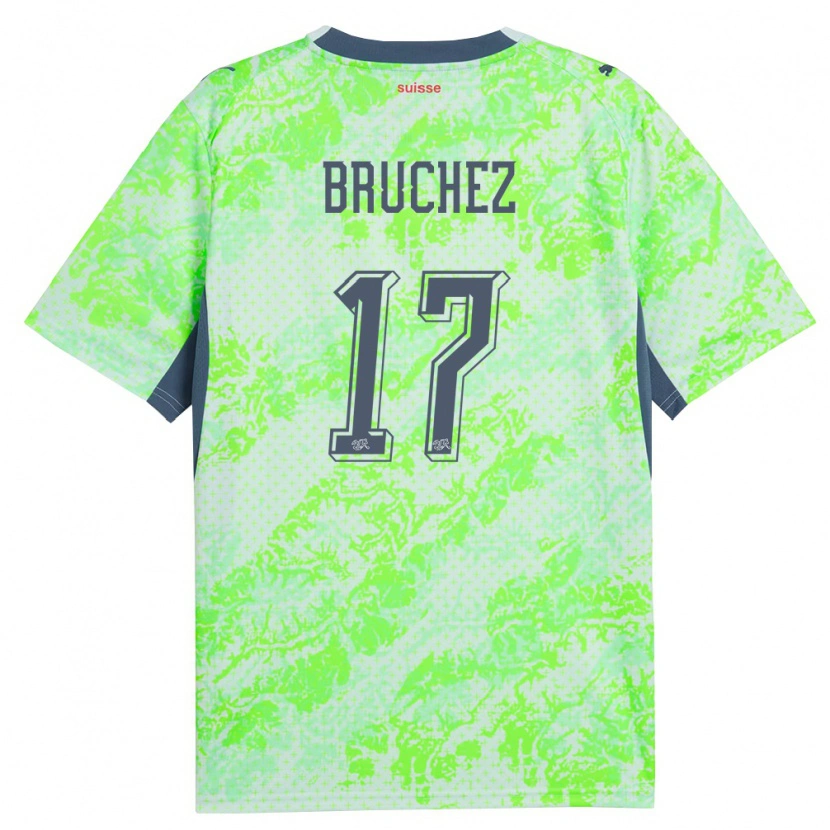 Danxen Kvinnor Schweiz Ethan Bruchez #17 Grön Marin Bortatröja Matchtröjor 26-28 Tröjor T-Tröja