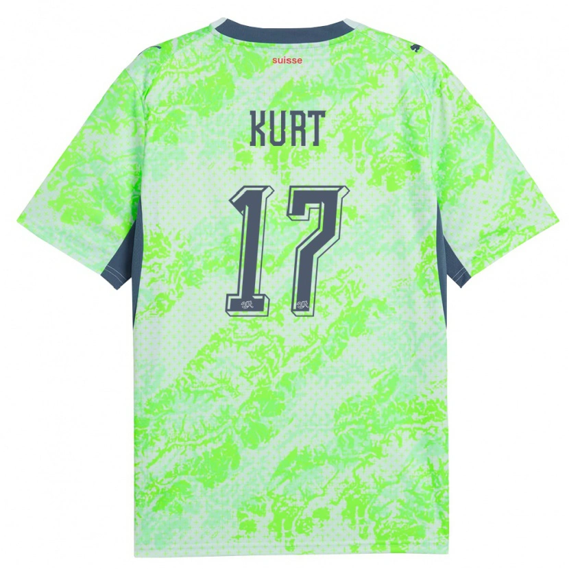 Danxen Kvinnor Schweiz Kyle Kurt #17 Grön Marin Bortatröja Matchtröjor 26-28 Tröjor T-Tröja