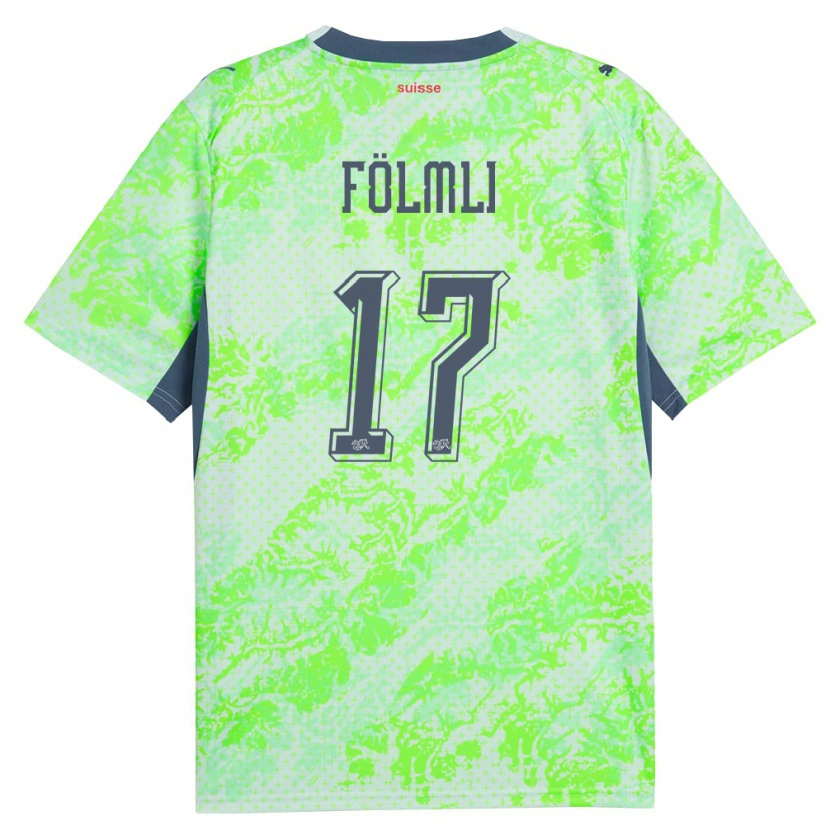 Danxen Kvinnor Schweiz Svenja Folmli #17 Grön Marin Bortatröja Matchtröjor 26-28 Tröjor T-Tröja